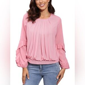 NWT Womens Casual Long Sleeve Shirt Pink